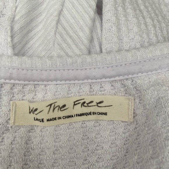 We The Free Sz L Santa Clara Oversized Slouchy Thermal Waffle Knit T-Shirt White - Picture 3 of 4
